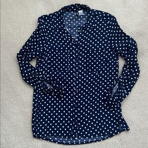H&M Divided Navy Polka Dot Blouse | Size 10
